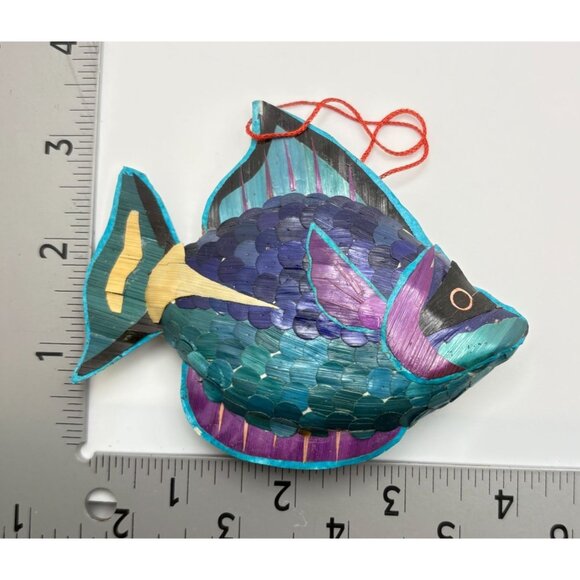 Vintage Wheat Straw Tropical Fish Christmas Tree Ornament Vibrant Scales - Picture 3 of 6